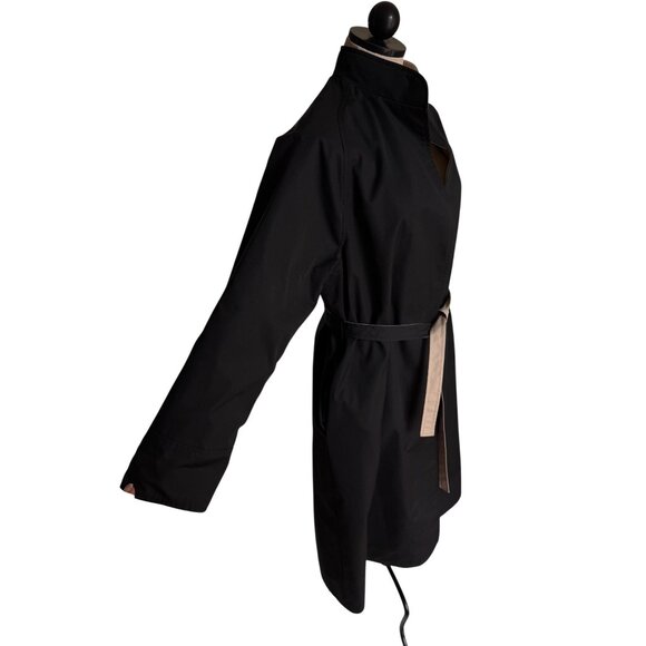 Stanbrooke Womens Trench Coat Size M Black Tan Cotton Blend Reversible Vintage - Picture 5 of 11